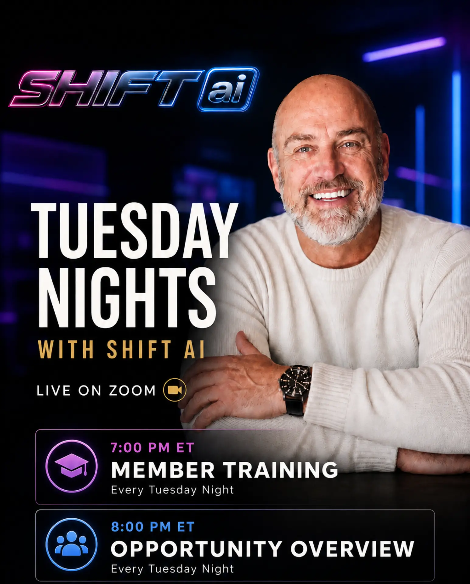Tuesday Nights with SHIFT ai — live on Zoom